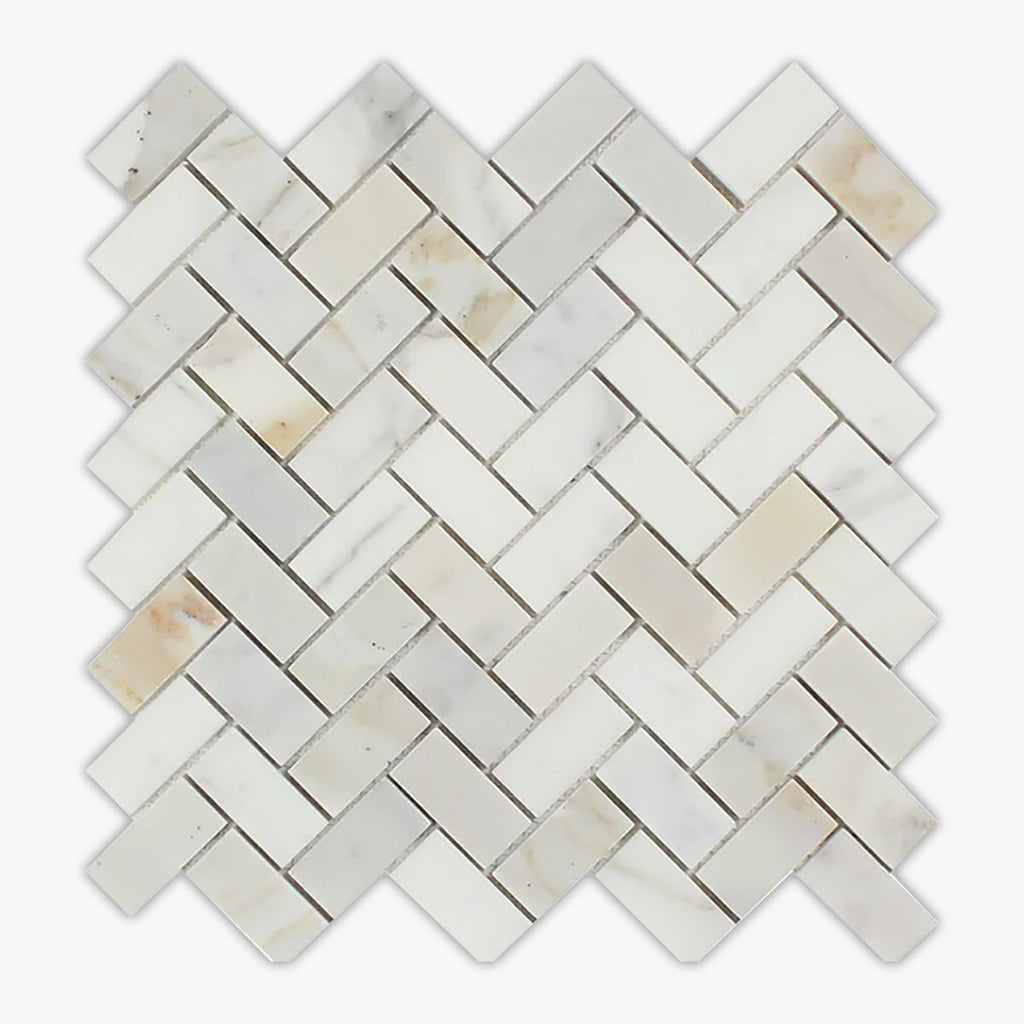 Calacatta Gold Honed 1x2 Herringbone Marble Mosaic