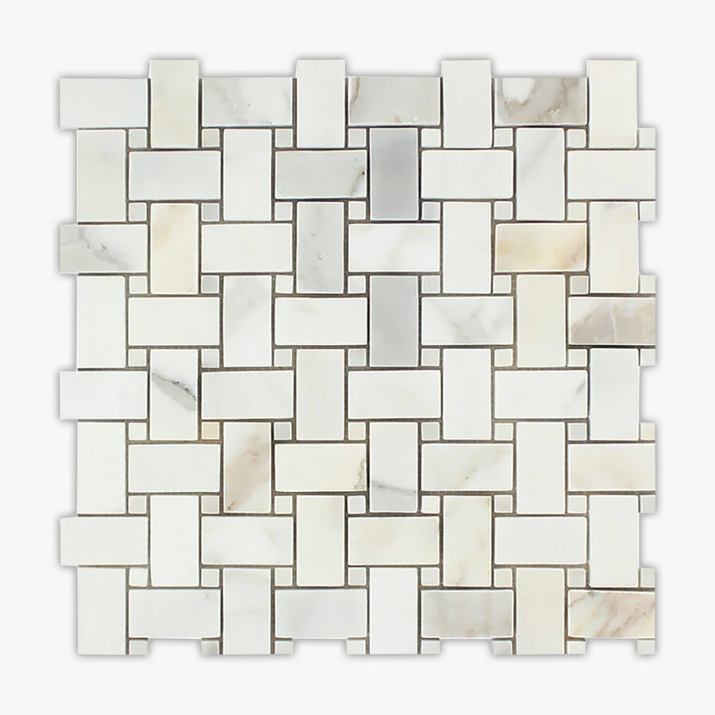 Calacatta Gold Polished 1x2 Basketweave Marble Mosaic