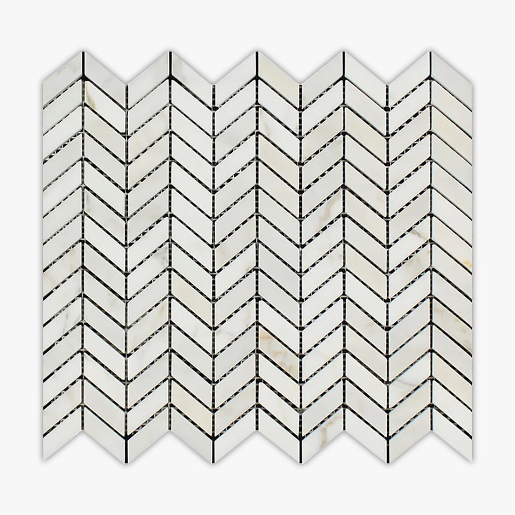 Calacatta Gold Polished 5/8x1 1/4 Chevron Marble Mosaic