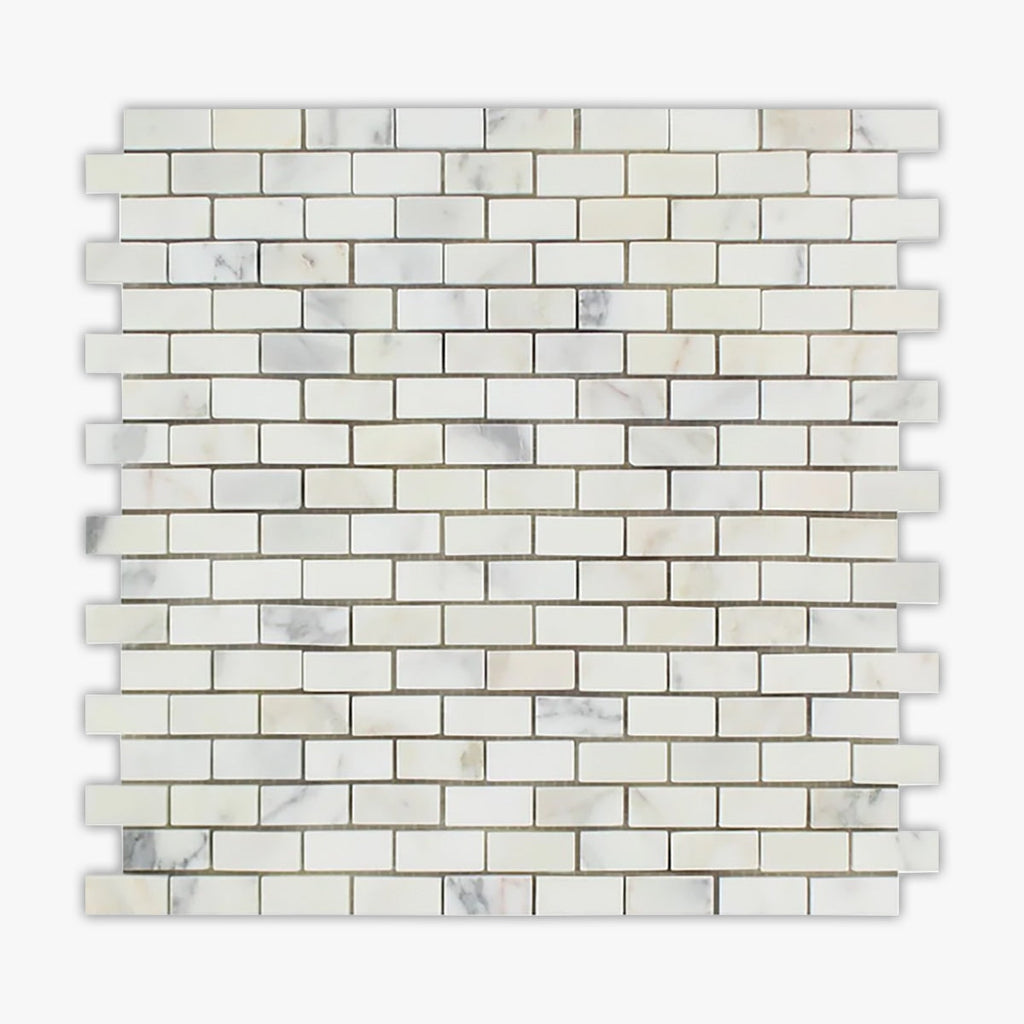 Calacatta Gold Polished 5/8x1 1/4 Brick Marble Mosaic