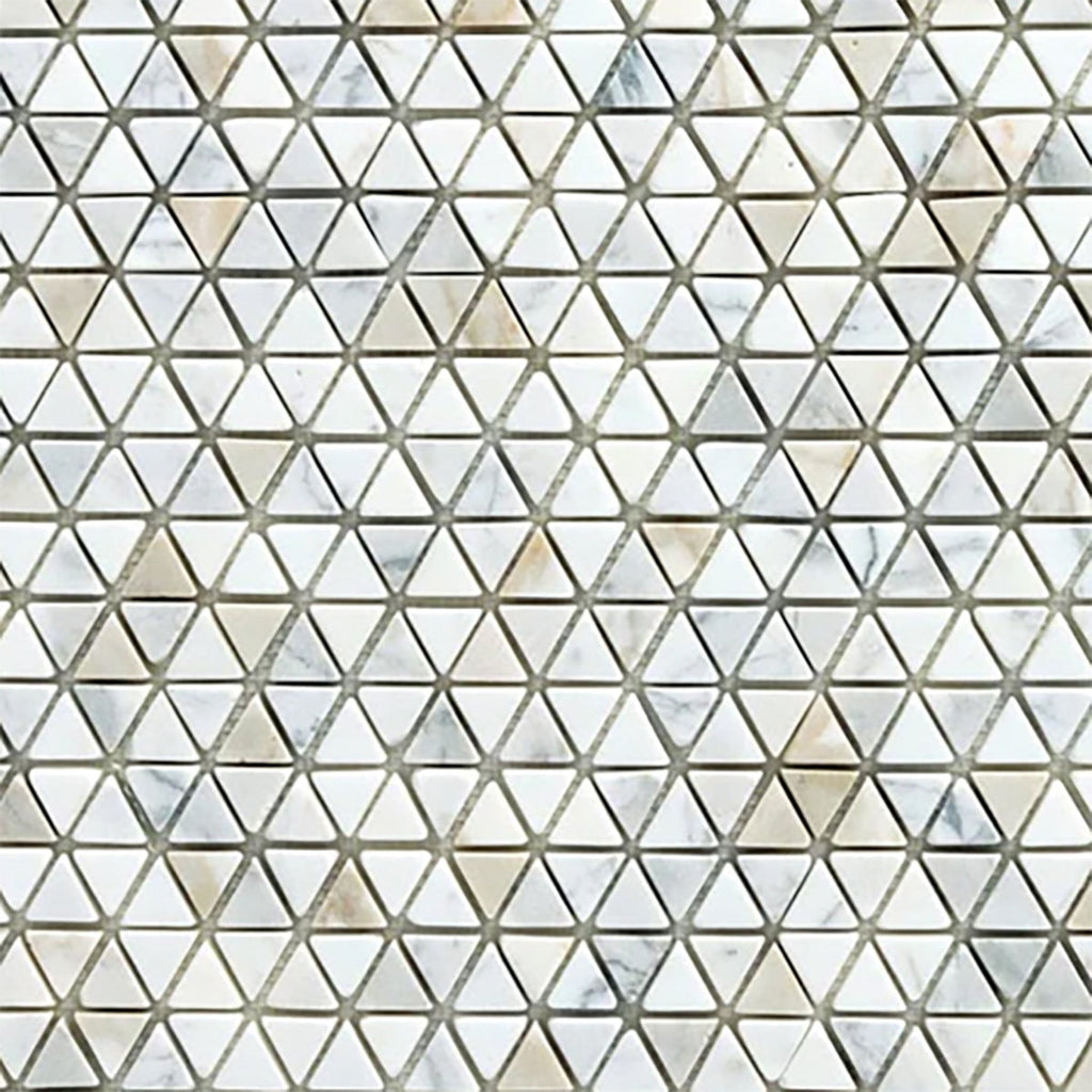 Calacatta Gold Tumbled Triangular Hexagon Marble Mosaic