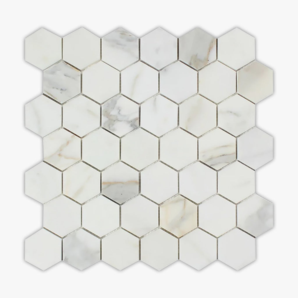 Calacatta Gold Polished 2 Inch Hexagon Marble Mosaic