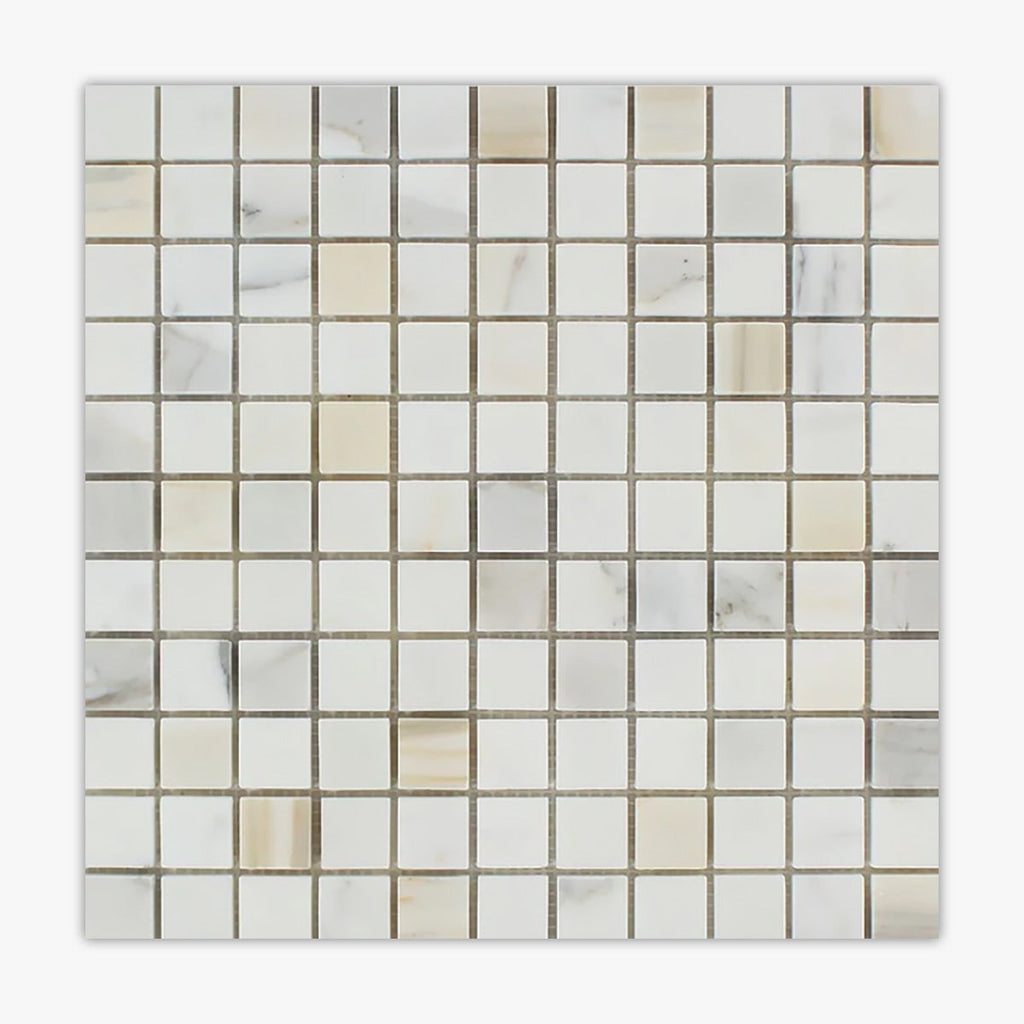 Premium Calacatta Gold Honed 1x1 Square Marble Mosaic