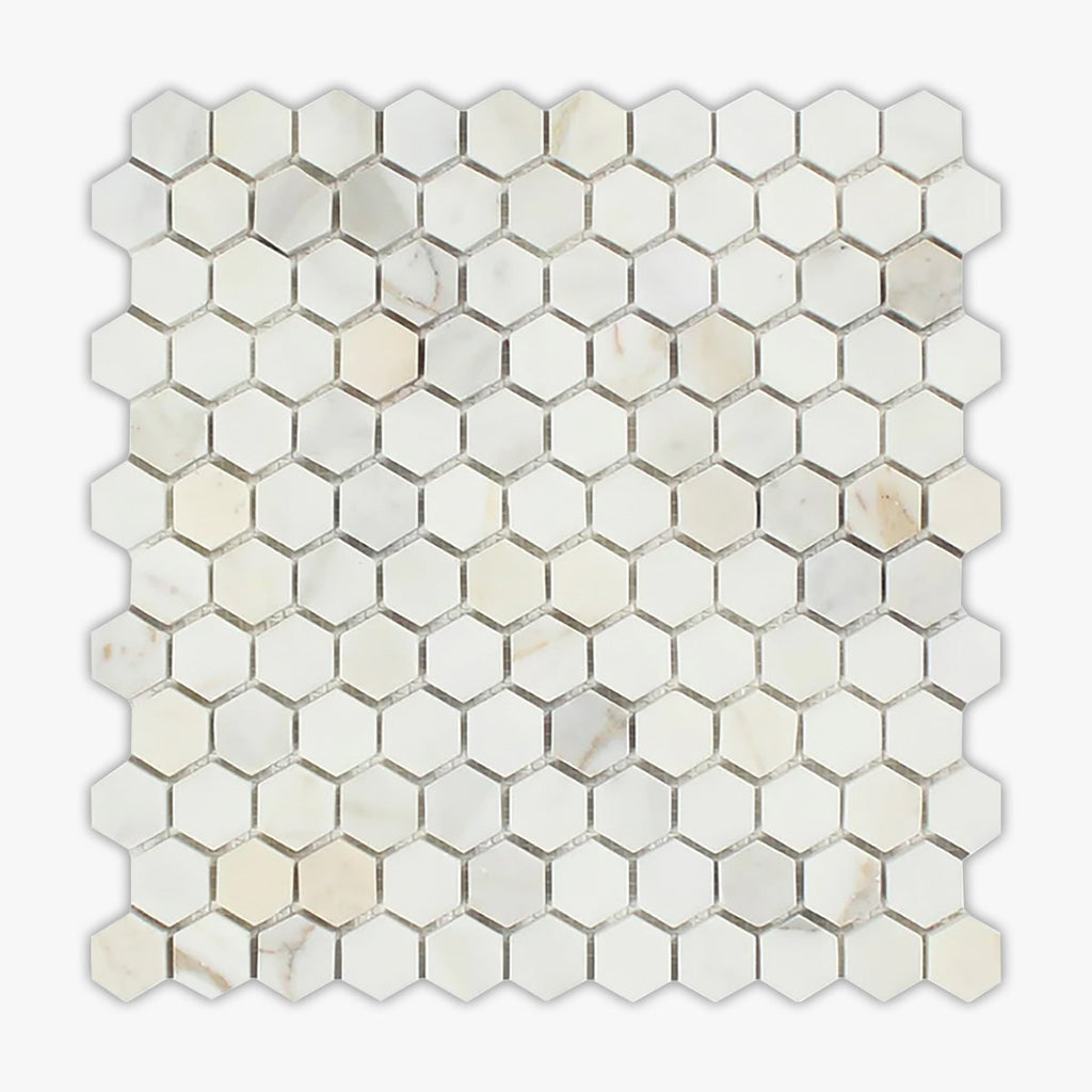 Calacatta Gold Honed 1 Inch Hexagon Marble Mosaic