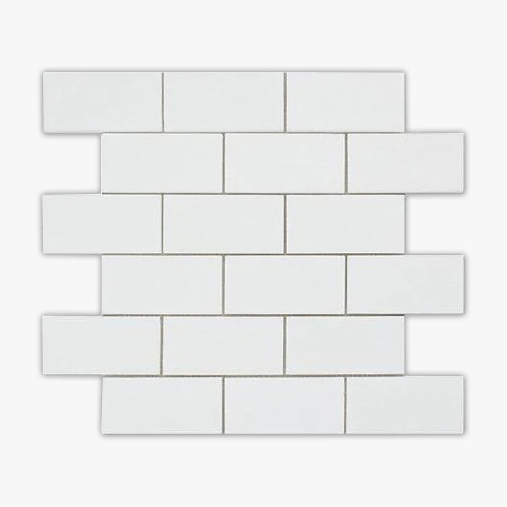 Thassos White Honed 2x4 Brick Marble Mosaic