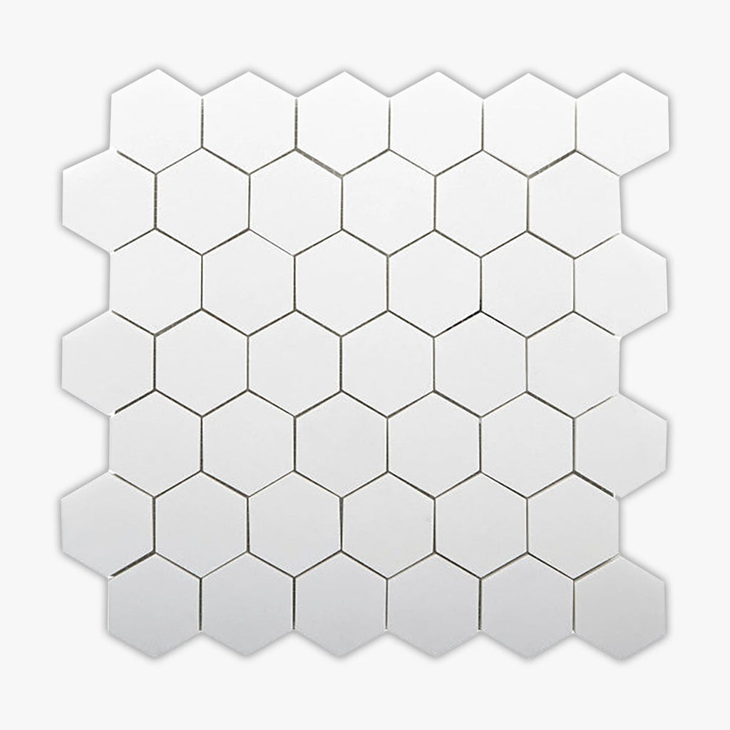 Thassos White Honed 2 Inch Hexagon Marble Mosaic