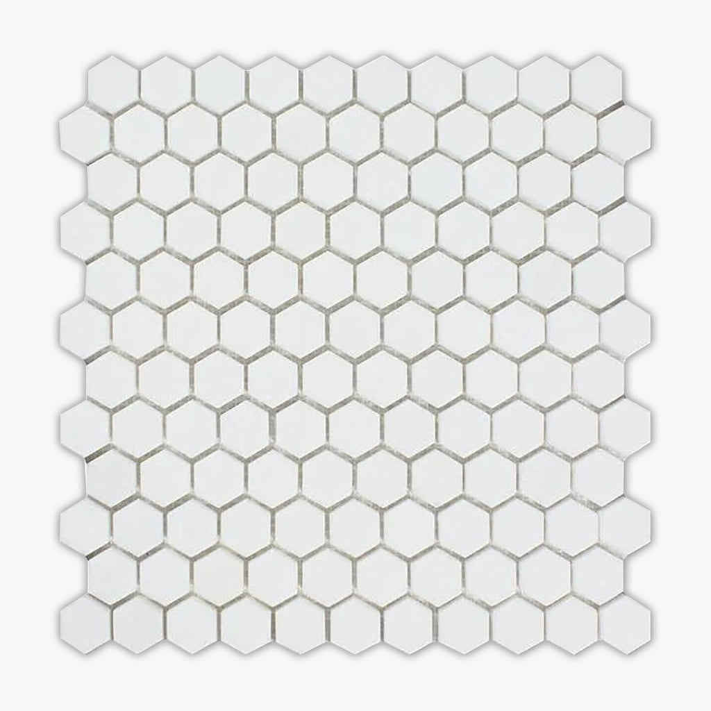 Thassos White Honed 1 Inch Hexagon Marble Mosaic