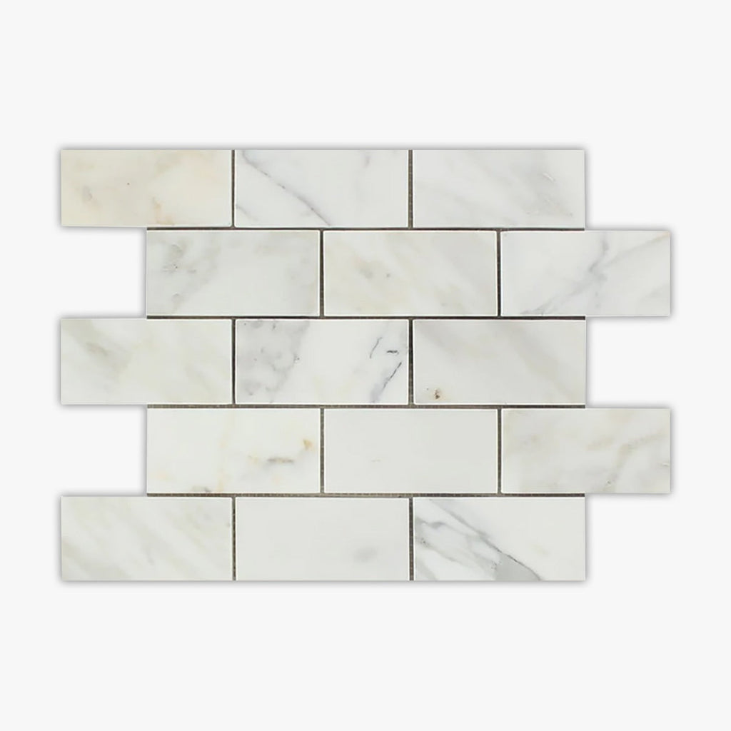 Calacatta Gold Polished 2x4 Brick Marble Mosaic