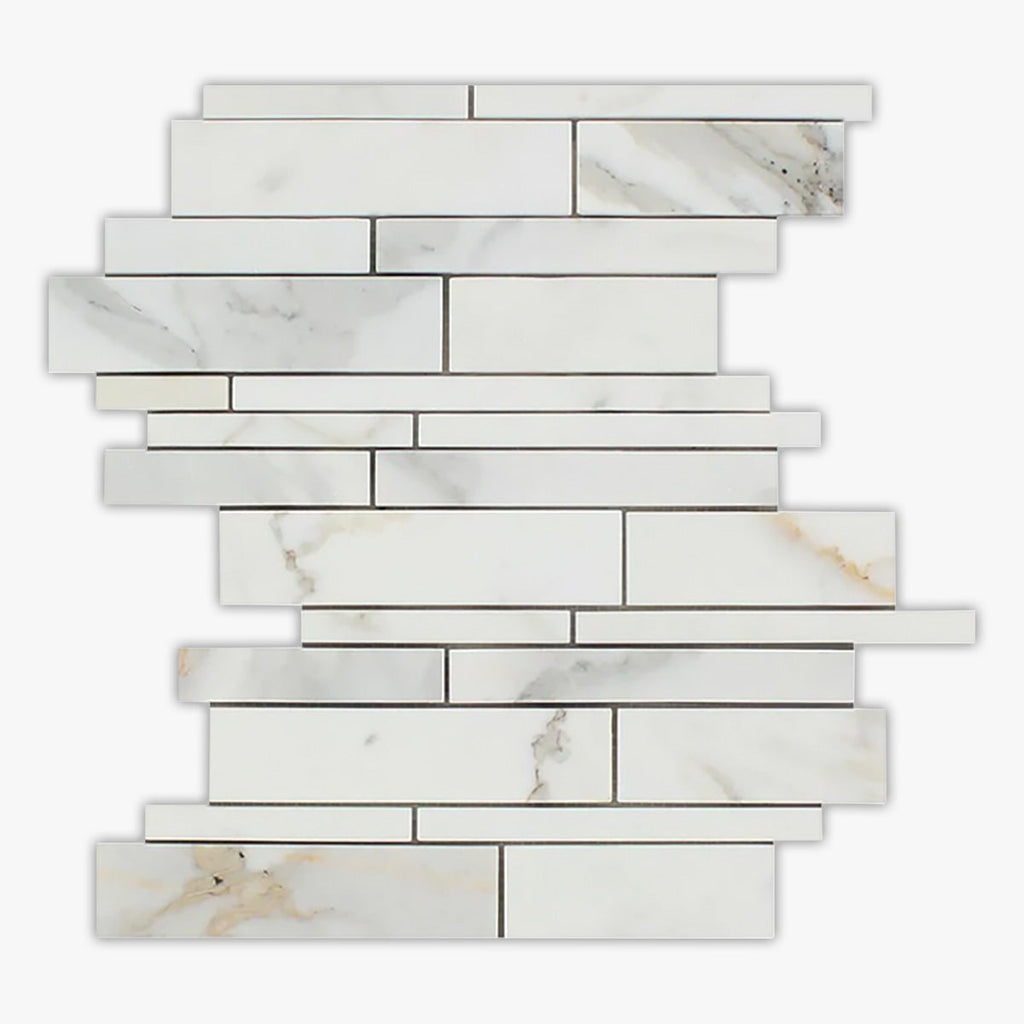 Calacatta Gold Polished Random Strip Marble Mosaic