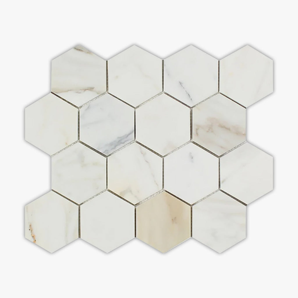 Calacatta Gold Polished 3 Inch Hexagon Marble Mosaic