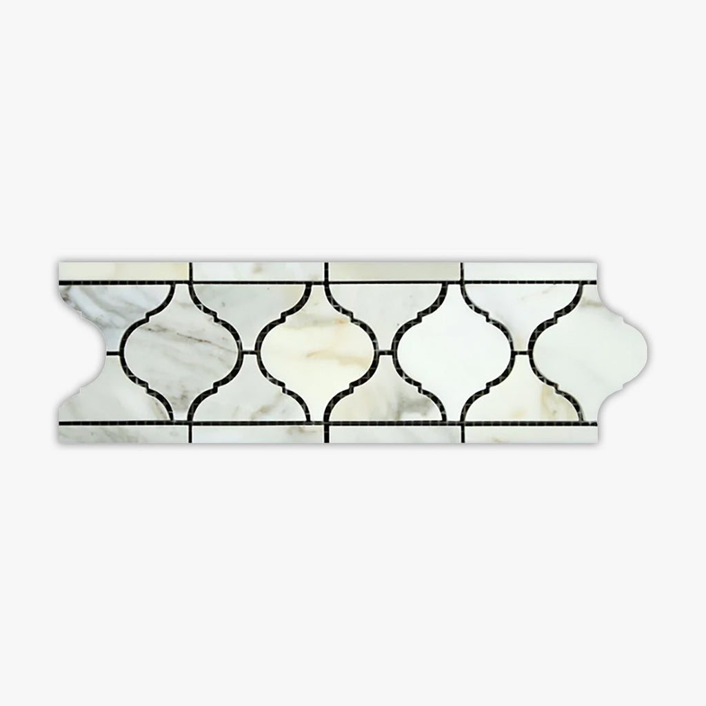 Calacatta Gold Polished Arabesque Marble Border