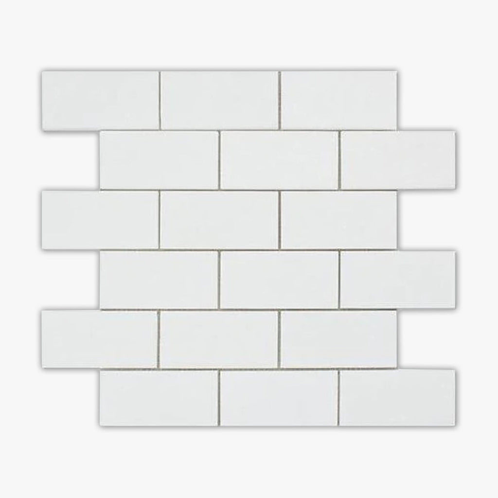 Thassos White Polished 2x4 Brick Marble Mosaic