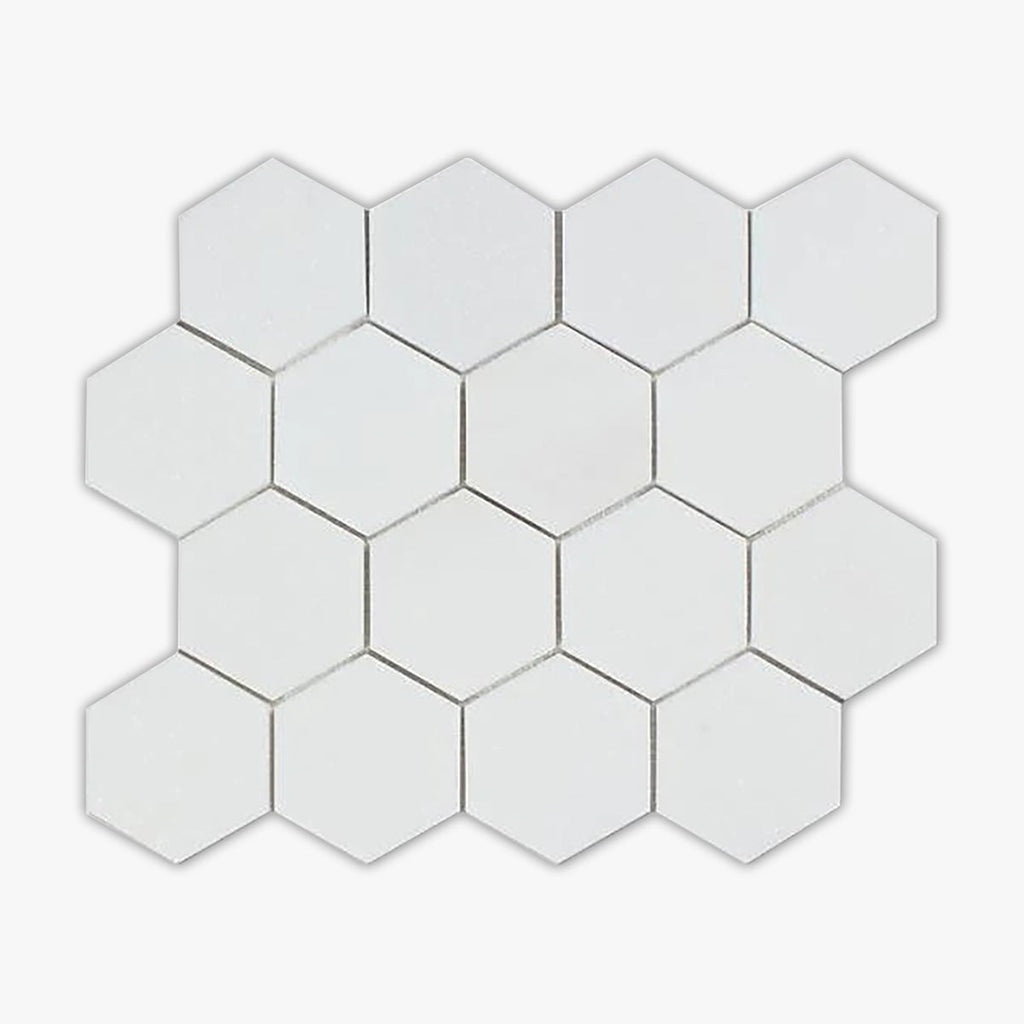 Thassos White Polished 3 Inch Hexagon Marble Mosaic