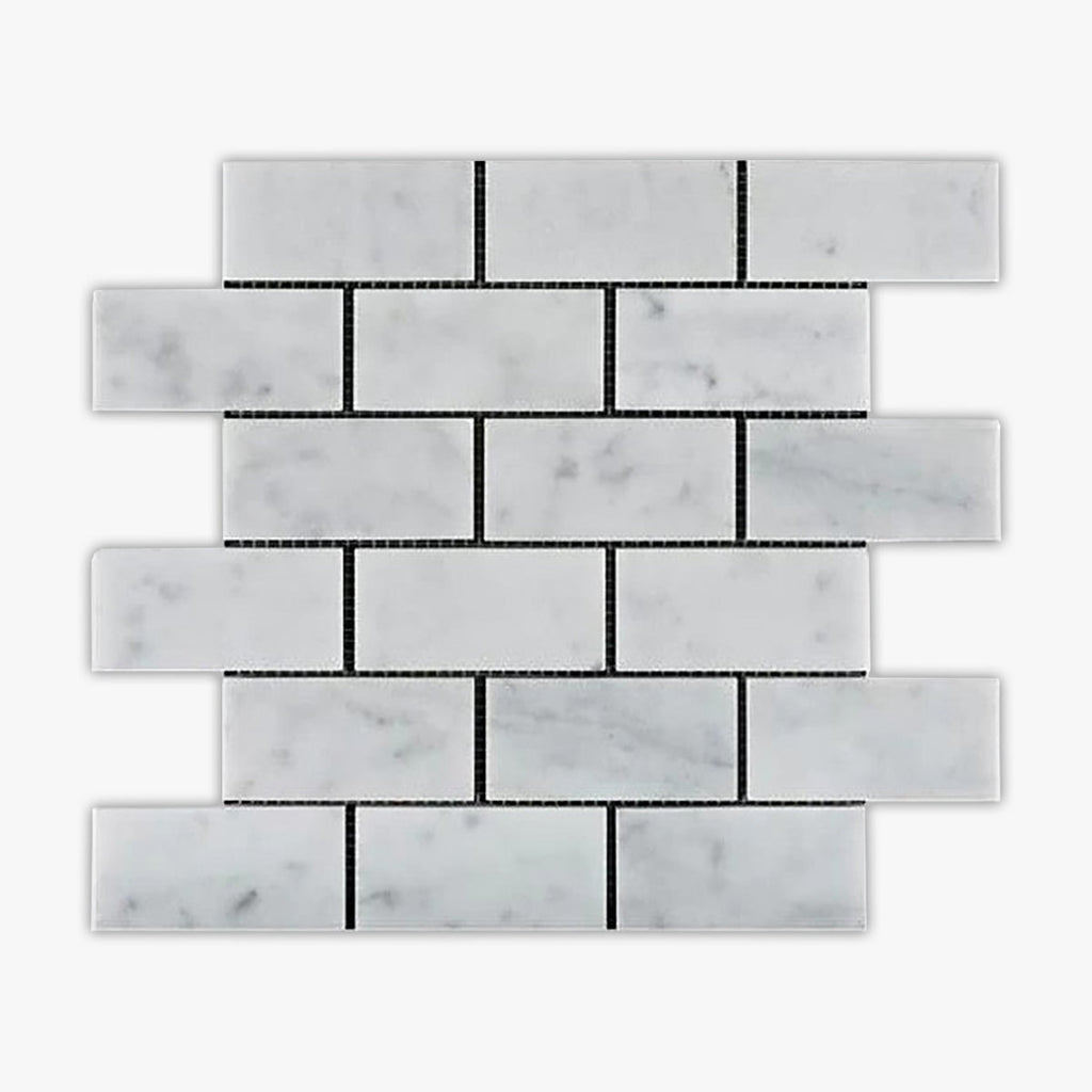 Bianco Carrara Polished 2x4 Brick Marble Mosaic