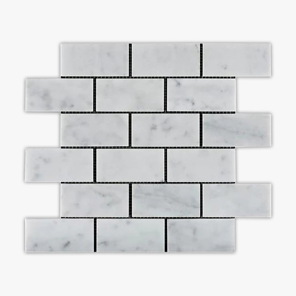 Bianco Carrara Honed 2x4 Brick Marble Mosaic