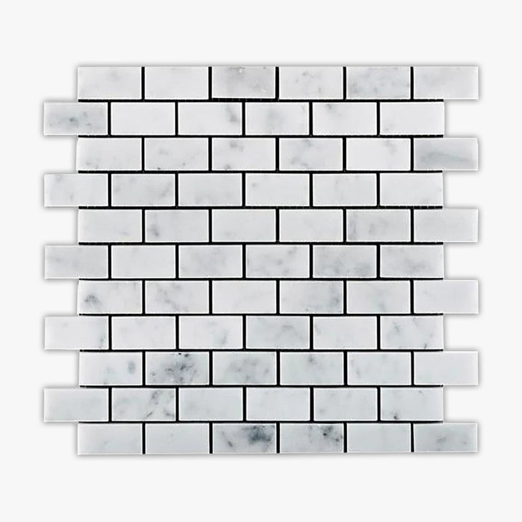 Bianco Carrara Honed 1x2 Brick Marble Mosaic