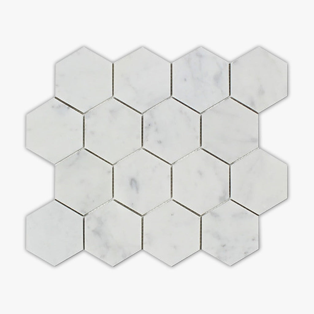 Bianco Carrara Polished 3 Inch Hexagon Marble Mosaic