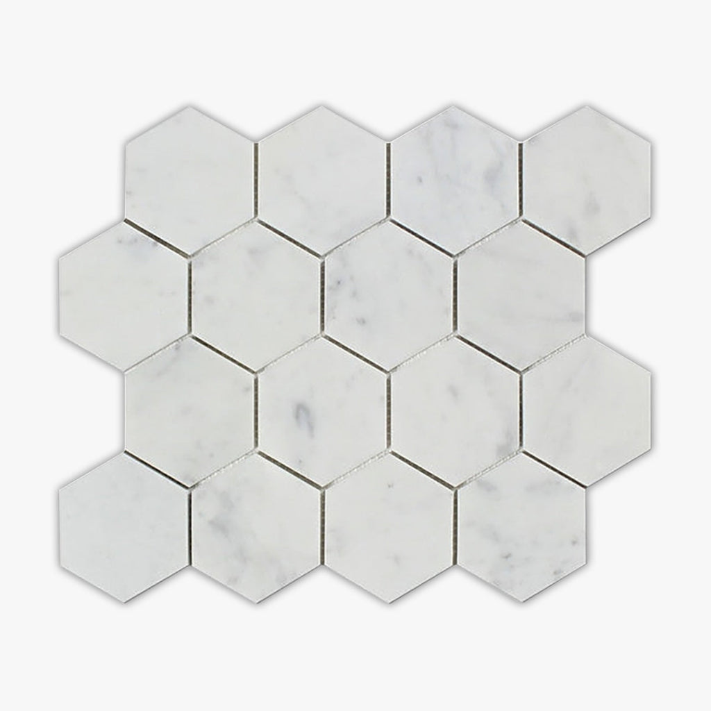 Bianco Carrara Honed 3 Inch Hexagon Marble Mosaic