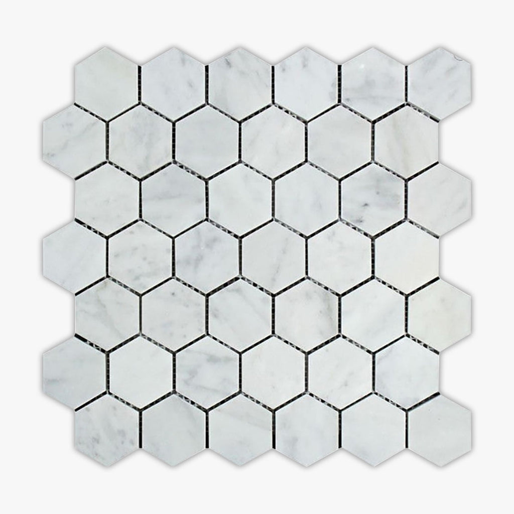 Bianco Carrara Honed 2 Inch Hexagon Marble Mosaic