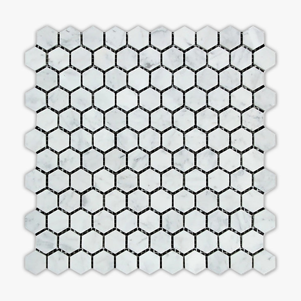 Bianco Carrara Honed 1 Inch Hexagon Marble Mosaic